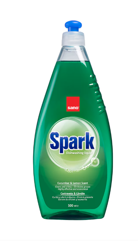 Detergent lichid pentru vase  Sano Spark Castravete 500 ml